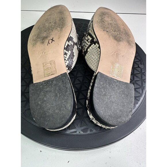 J.Crew Academy Embossed Leather Snakeskin Penny Loafer Mules Size 7 - Picture 8 of 9